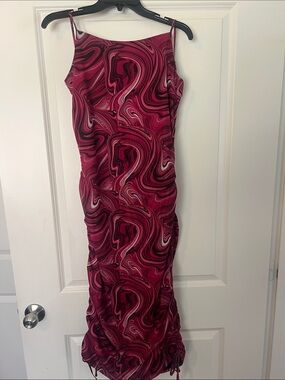 City Chic Pink Swirl Backless Slip Dress